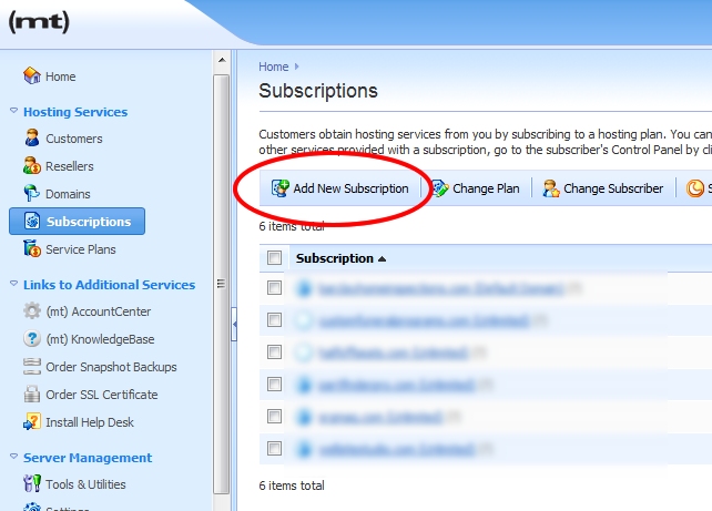 Create Subscription Using Plesk